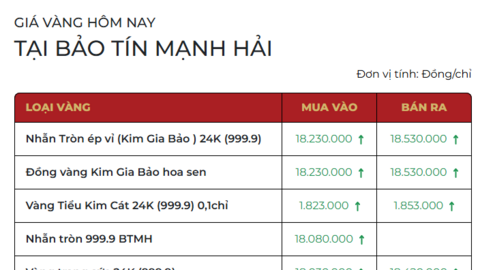 Giá vàng Bảo Tín Mạnh Hải điều chỉnh ra sao trước ngày vía Thần Tài?