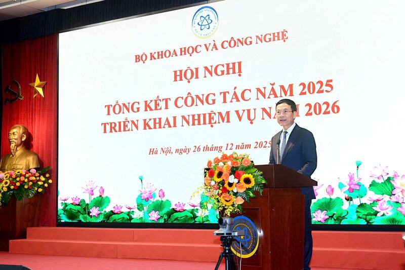 Bộ trưởng Bộ Khoa học và Công nghệ Nguyễn Mạnh Hùng phát biểu