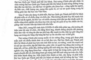 Xây dựng và phát triển ĐHQG TPHCM trở thành hệ thống đại học chất lượng cao