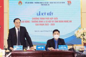 Ký kết Chương trình phối hợp hoạt động giữa Sở Lao động - Thương binh & Xã hội và Tỉnh đoàn