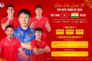 Công bố giá vé xem trận giao hữu Việt Nam và Ấn Độ, 18h00 ngày 12/10