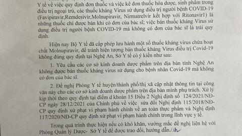 Chỉ được bán thuốc kháng virus điều trị Covid-19 khi có đơn của bác sĩ