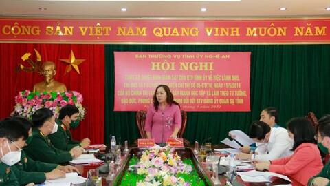 Kiểm tra, giám sát việc lãnh đạo, chỉ đạo và tổ chức thực hiện Chỉ thị 05 tại Bộ CHQS tỉnh