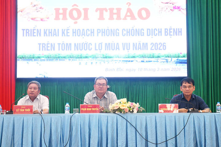 Hội thảo triển khai kế hoạch phòng, chống dịch bệnh trên tôm nước lợ năm 2026