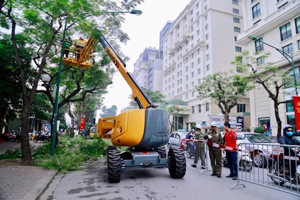 Hà Nội đang chỉ đạo tập trung cắt sửa cây xanh trên các tuyến phố nội đô trước mùa mưa bão năm 2023.