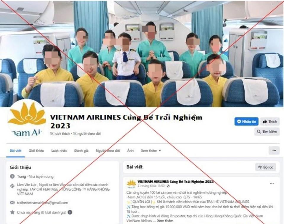 Hình ảnh giả máo chương trình trải nghiệm hướng nghiệp hàng không của Vietnam Airlines xuất hiện trên mạng xã hội.