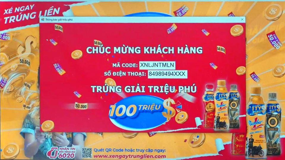 Mã số dự thưởng trúng giải triệu phú thứ 8 của chương trình sau khi quay số được xác định là của chị Nguyễn Thị Hằng trú tại xã Sơn Hải, huyện Quỳnh Lưu, Nghệ An.