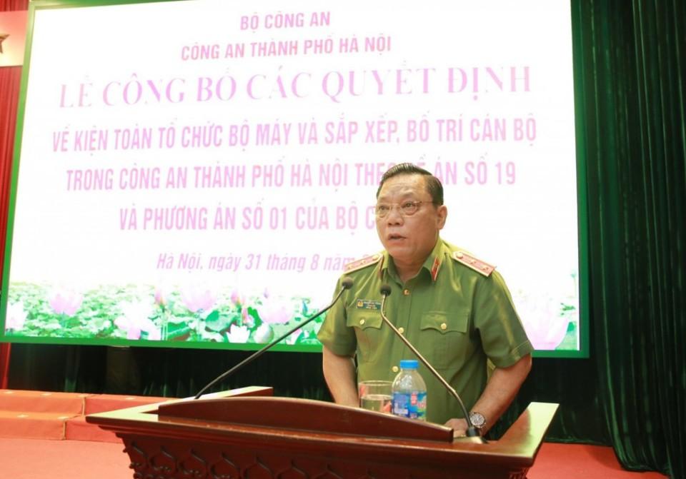 Trung tướng Nguyễn Hải Trung - Giám đốc Công an TP phát biểu tại buổi lễ.