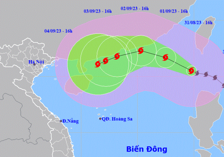 Đường đi của bão SAOLA trong ngày 31/8.