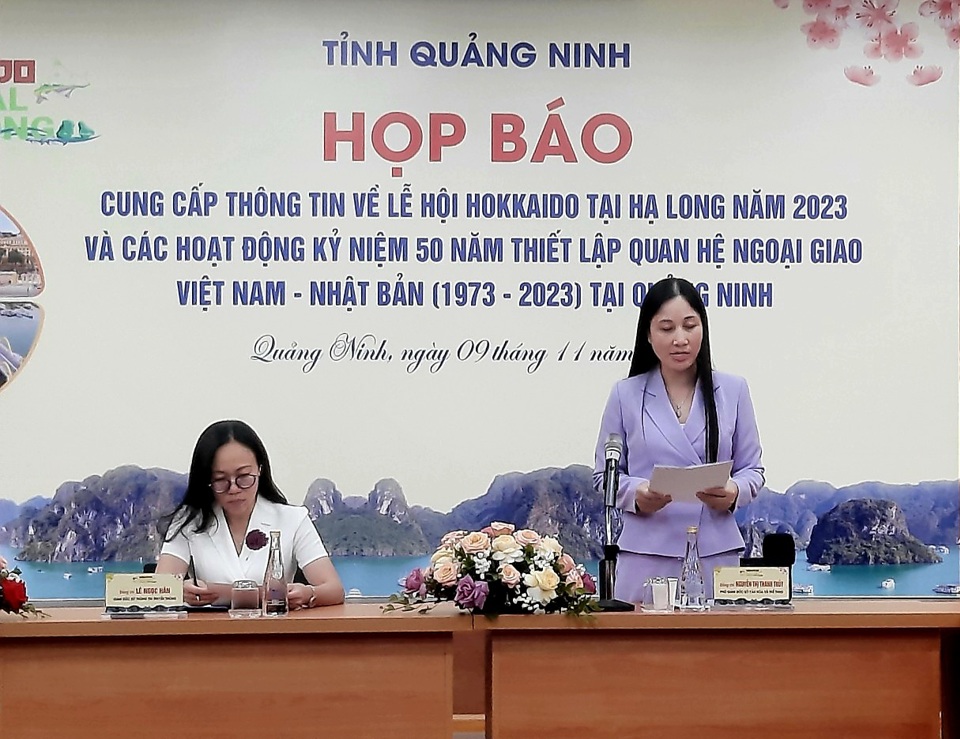 Sở Thông tin truyền thông Quảng Ninh chủ trì họp báo. Ảnh Thanh Mai