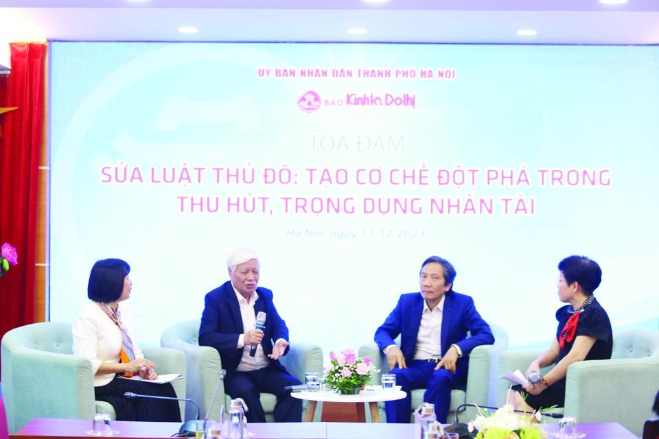 Quang cảnh tọa đàm “Sửa Luật Thủ đô Tạo cơ chế đột phá trong thu hút, trọng dụng nhân tài'”.  Ảnh: Duy Khánh