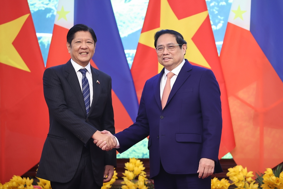 Thủ tướng Chính phủ Phạm Minh Chính và Tổng thống Philippines Ferdinand Romualdez Marcos Jr. tại buổi tiếp - Ảnh: VGP/Nhật Bắc