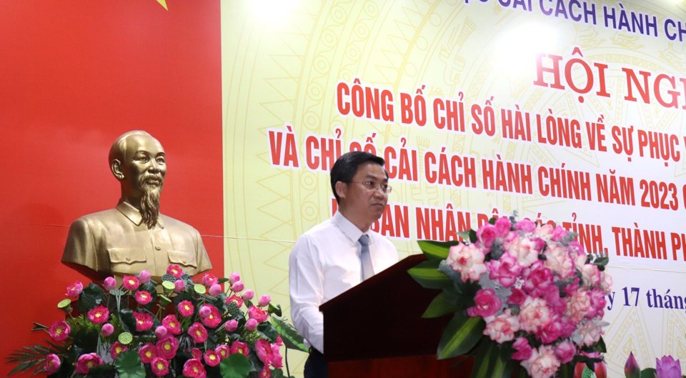 Phó Chủ tịch UBND TP Hà Minh Hải phát biểu tại hội nghị công bố Chỉ số hài lòng về sự phục vụ hành chính năm 2023 (SIPAS) và Chỉ số cải cách hành chính năm 2023 (PAR INDEX)