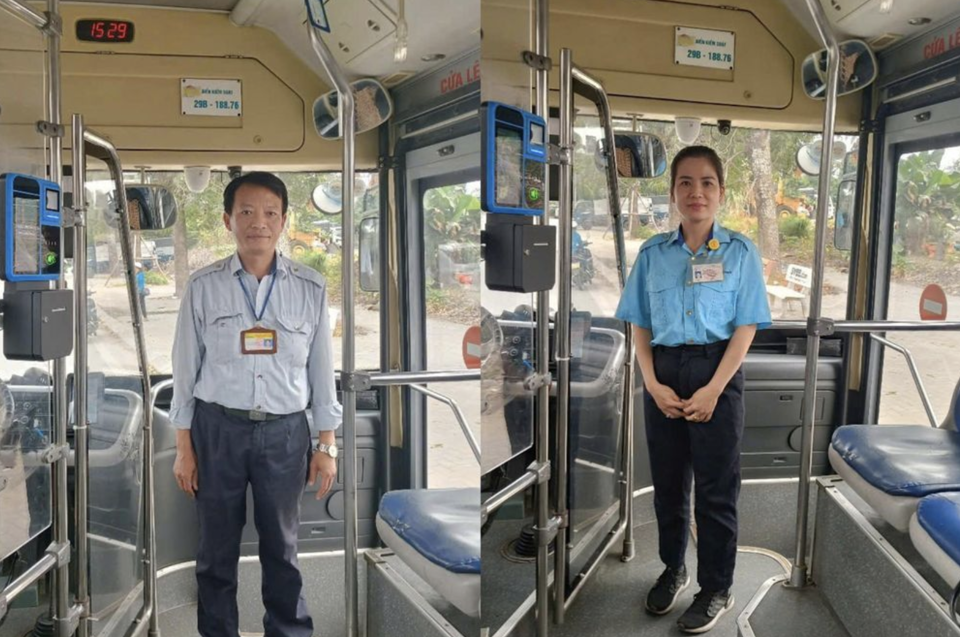 Phụ xe Trần Thị Thu Hiền và tài xế Nguyễn Minh Dần đã phát hiện và trao trả lại tài sản của hành khách bỏ quên trên xe buýt.