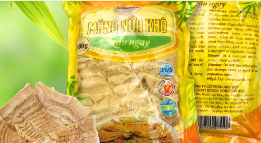 Sản phẩm măng nứa khô nấu ngay của Công ty Cổ phần Kim Bôi.