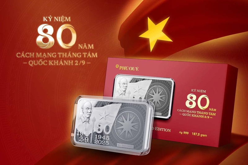 Tập đoàn Vàng bạc đá quý Phú Quý phát hành 9.999 thỏi bạc kỷ niệm 80 năm Quốc khánh 2/9. Ảnh: Phú Quý