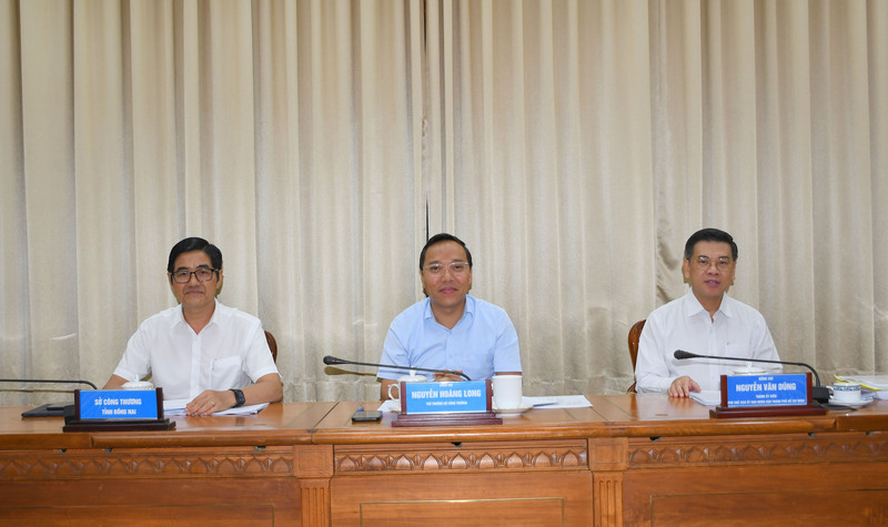 Thứ trưởng Bộ Công Thương Nguyễn Hoàng Long chủ trì buổi làm việc. Ảnh: Minh Khuê.