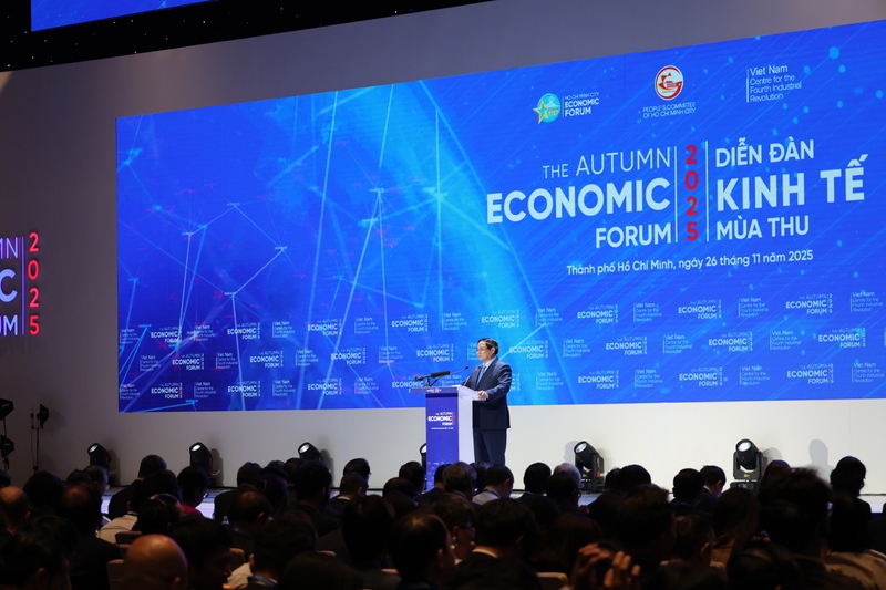 Thủ tướng Phạm Minh Chính tham dự và có bài phát biểu quan trọng tại Diễn đàn Kinh tế mùa Thu 2025. Ảnh: Hoàng Chiến