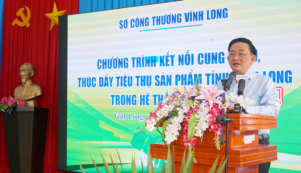 Ông Trần Quốc Tuấn- Ủy viên Ban Thường vụ Tỉnh ủy, Giám đốc Sở Công Thương phát biểu tại chương trình.